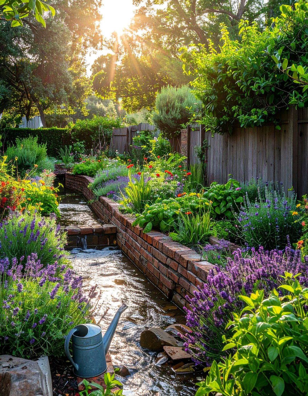 Cottage Herb Creek Kitchen Garden - 30 Front Yard Dry Creek Bed Landscaping Ideas