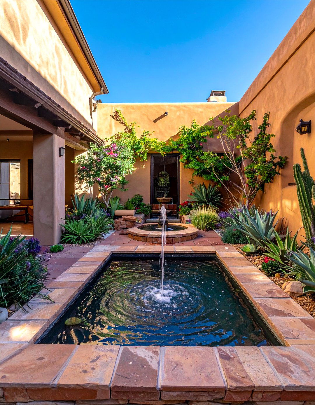 Courtyard Water Features - 30 Drought Tolerant Landscaping Ideas for Your Yard