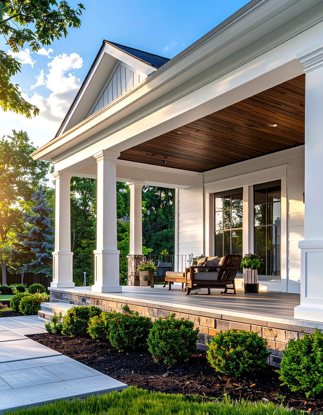 Covered Front Porch on a Transitional Home Exterior - 30 Transitional Home Exterior Ideas for Modern Appeal