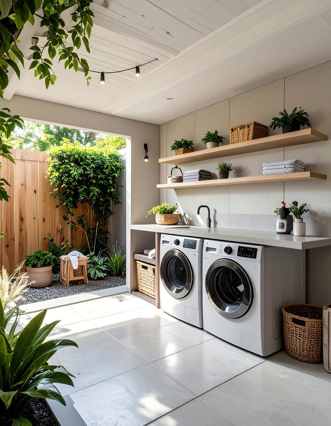 Covered Patio Outdoor Laundry Nook - 30 Outdoor Laundry Room Ideas for Functionality