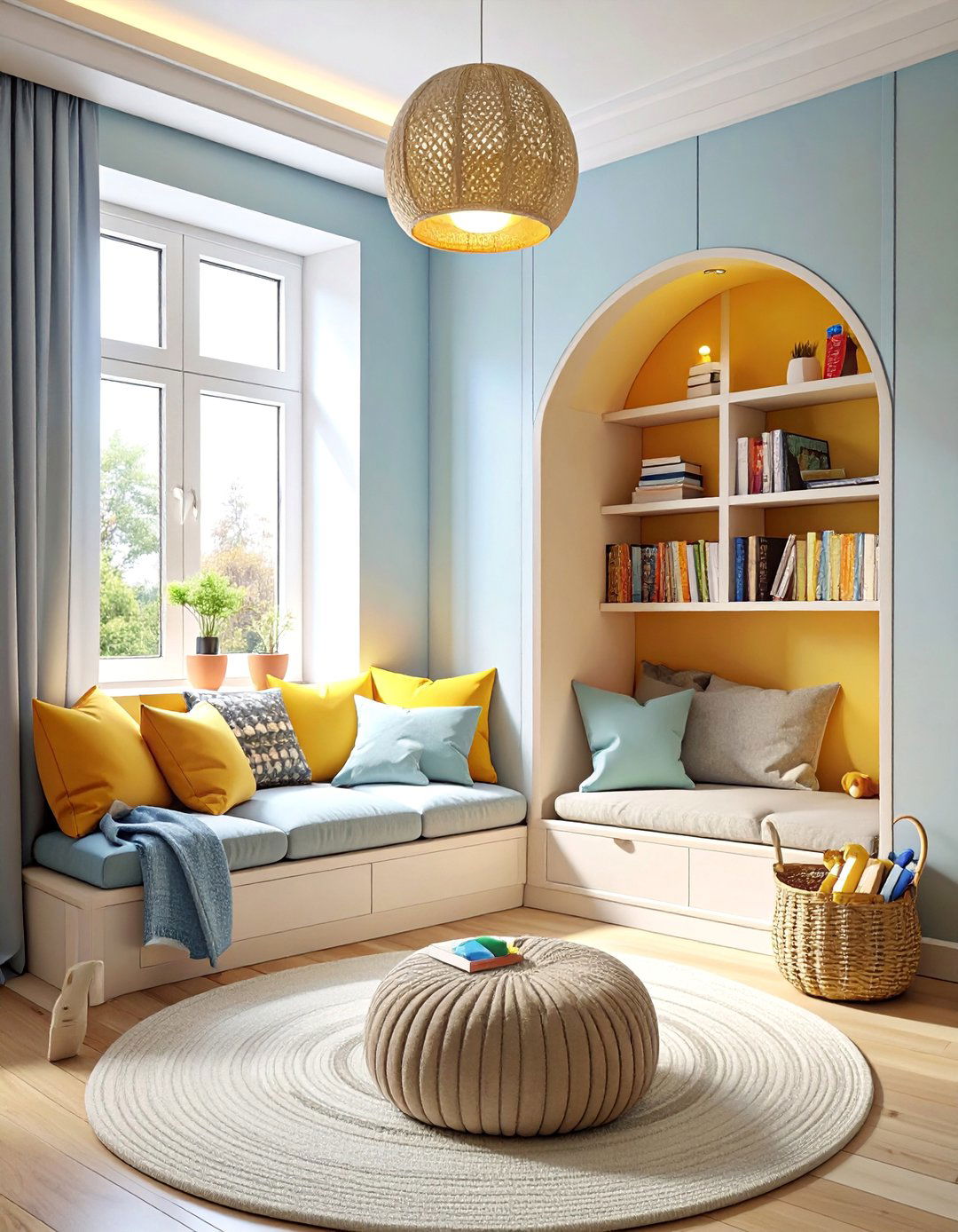 Cozy Reading Nook - 40 Fun and Functional Playroom Ideas for Kids