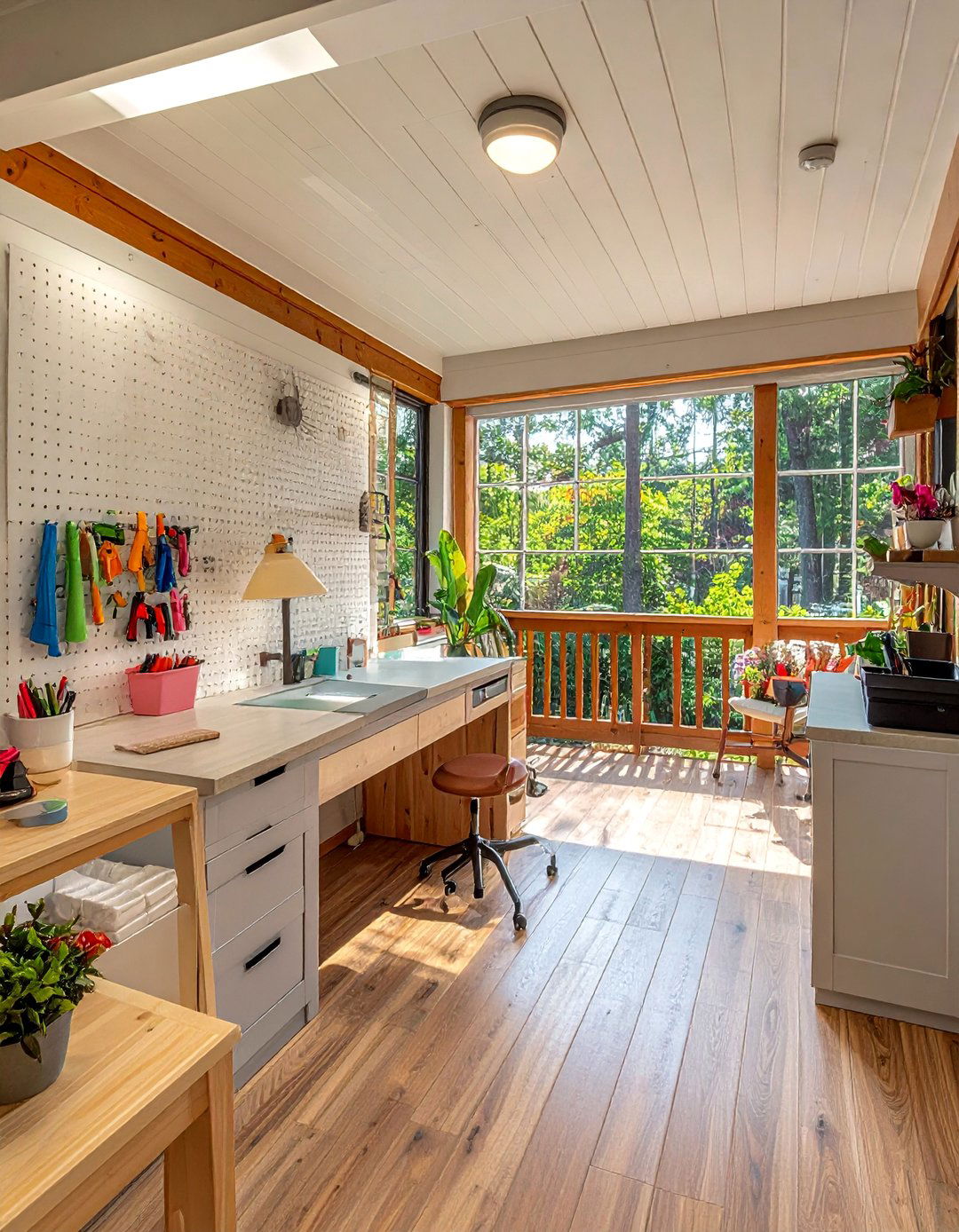 Crafting and Hobby Workshop - 35 Three Season Porch Ideas for Year-Round Comfort