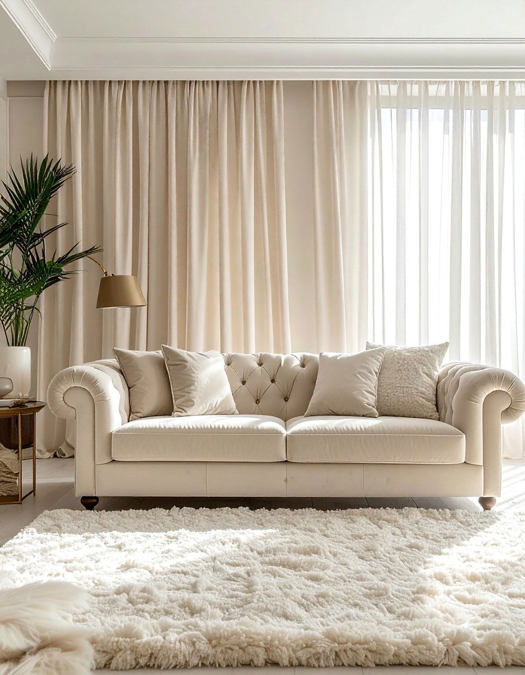 Cream and Ivory Monochromatic Living Room - 25 Monochromatic Living Room Ideas for a Cohesive Look