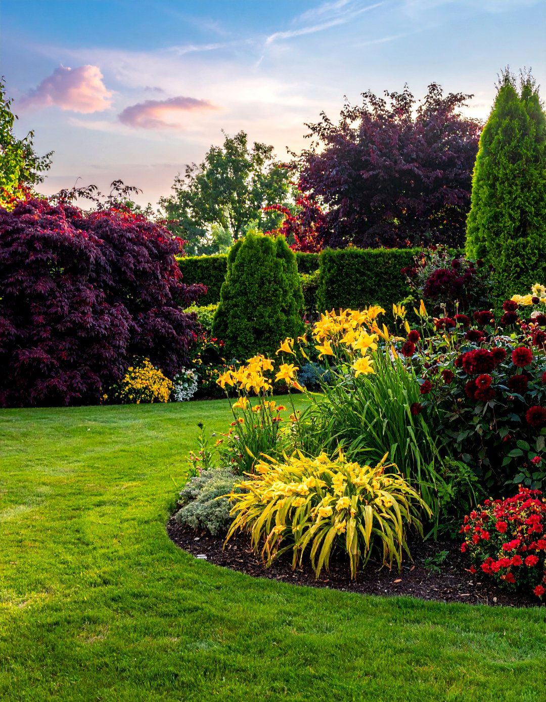Creamy Yellow and Deep Burgundy Garden Colour Scheme - 30 Garden Colour Schemes to Brighten Your Outdoor Space