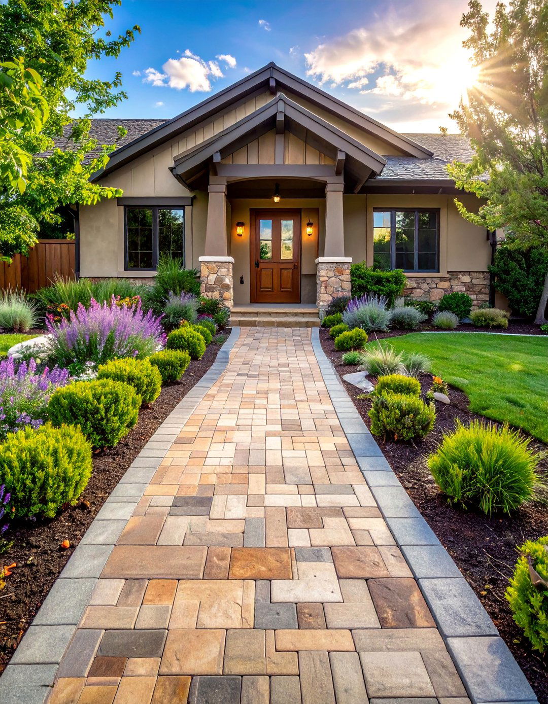 Create a Winding Flagstone Walkway for Your Ranch Home - 40 Curb Appeal Inspiration Ideas for Ranch Homes