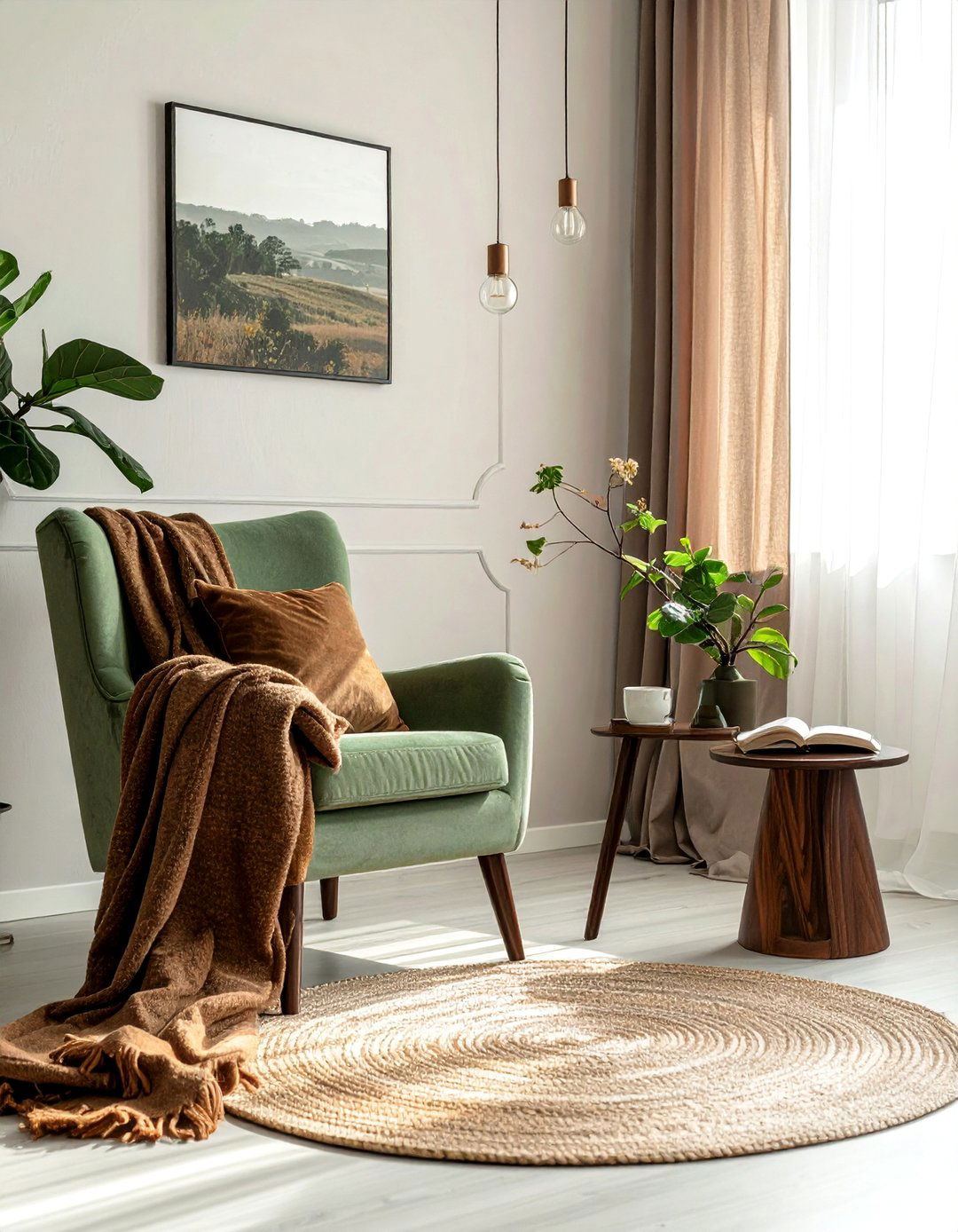 Creating a Cozy Reading Nook - 20 Sage Green and Brown Living Room Ideas for Balance