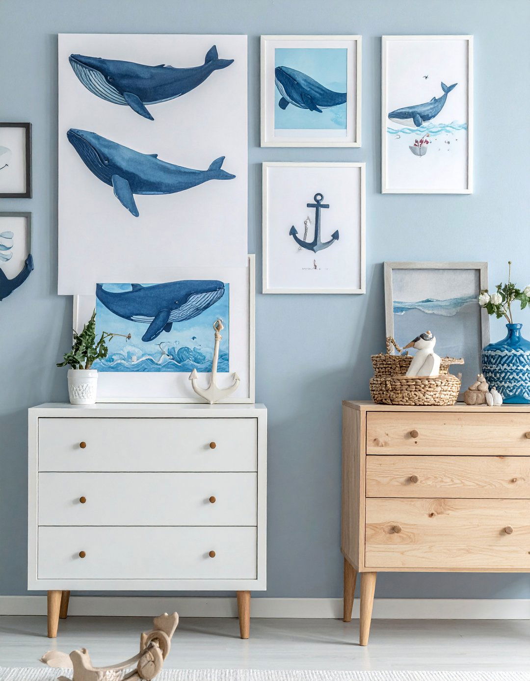 Creating a Gallery Wall of Nautical Art - 25 Nautical Nursery Ideas for a Coastal-Themed Baby Room