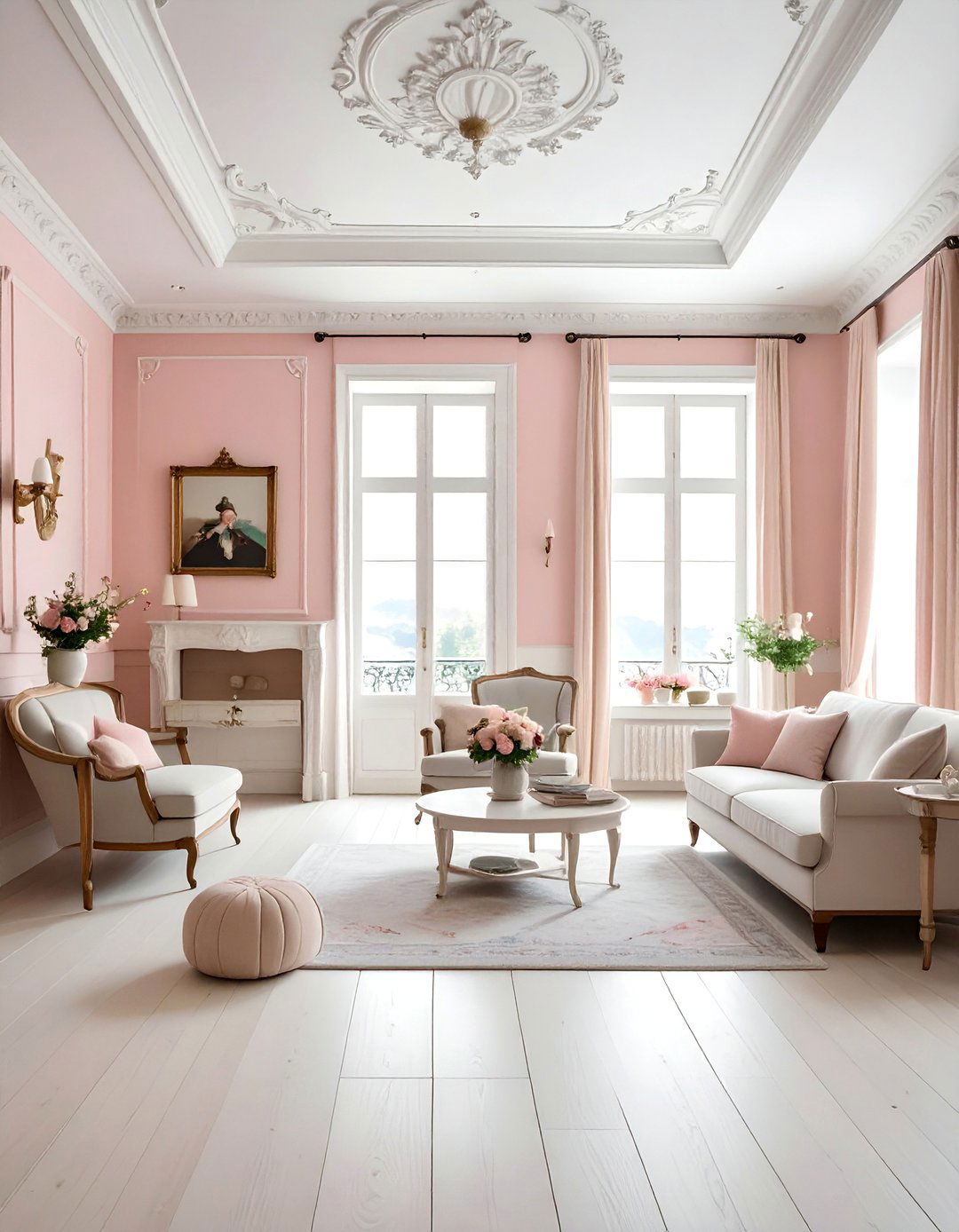 Crown Molding with Intricate Details - 25 Shabby-chic Style Living Room Ideas for Charm