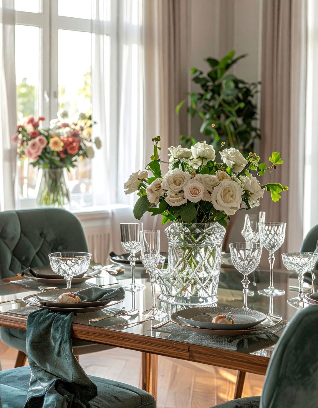 Crystal and Glass Accessories - 40 Dining Room Decor Ideas to Elevate Your Meals