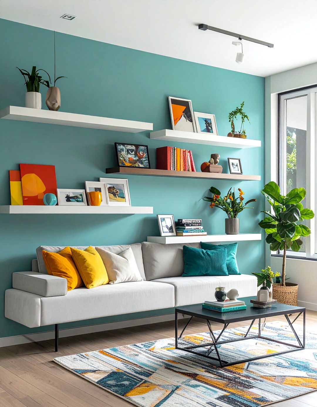 Curated Shelving with Personal Objects - 40 Transitional Living Room Ideas for Modern Homes