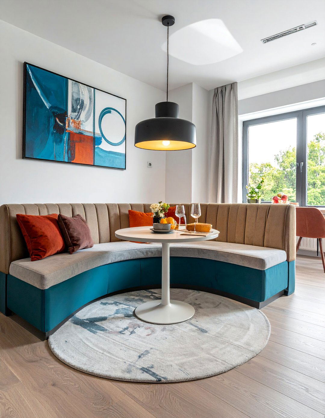 Curved Banquette Seating - 25 Corner Breakfast Nook Ideas for a Charming Dining Spot