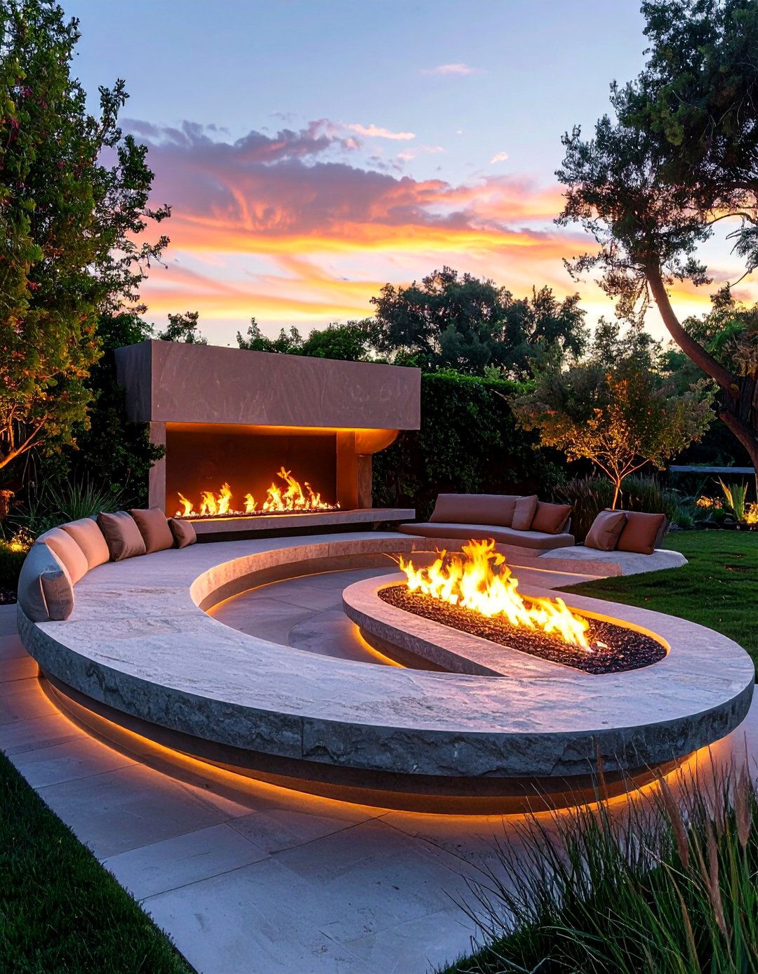 Curved Bench Sophistication - 40 Cozy Outdoor Seating Ideas for Your Backyard