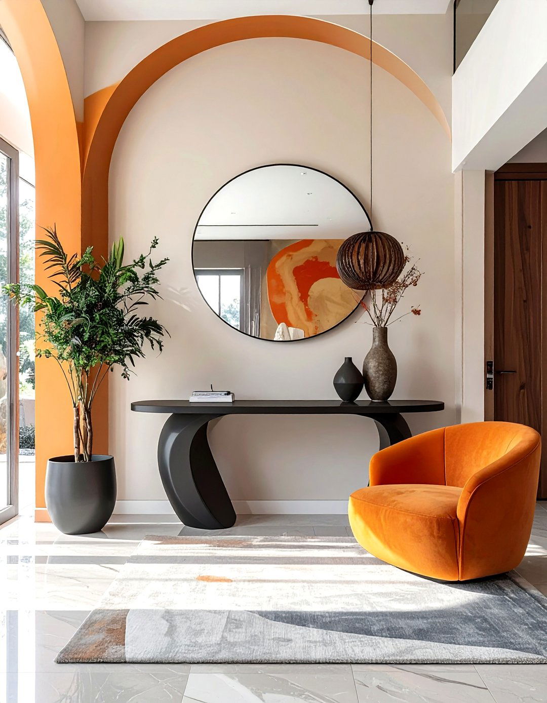 Curved Furniture Softness - 50 Foyer Decor Ideas to Make a Grand First Impression