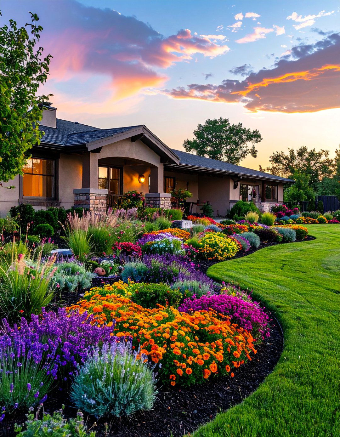 Curved Garden Beds for Your Ranch House - 30 Ranch House Landscaping Ideas for Curb Appeal