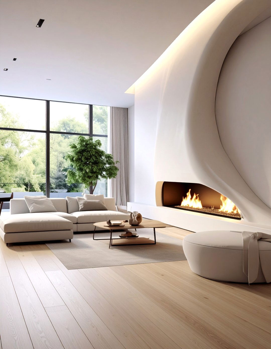 Curved River Rock Fireplace Wall - 30 Unique River Rock Fireplace Ideas for Cozy Homes