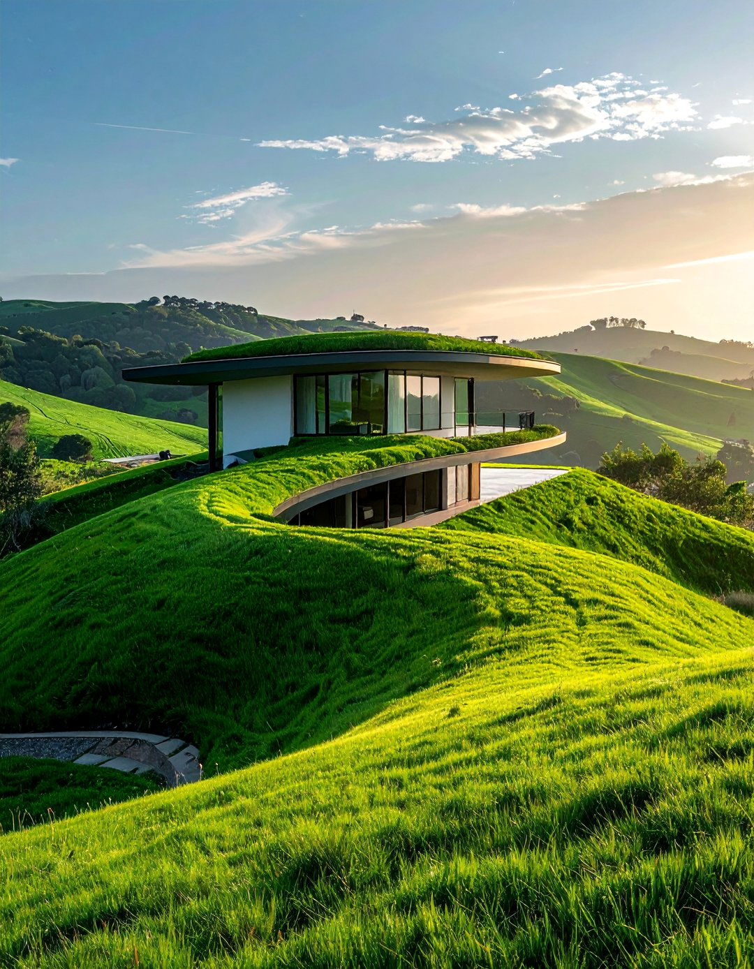 Curved Roof House With a Flowing Green Roof - 20 Houses With Green Roofs for Sustainable Living