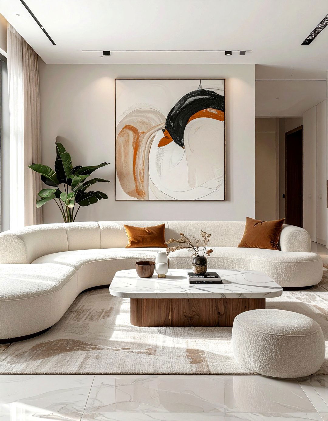 Curved Sofas for Softer Lines - 40 Transitional Living Room Ideas for Modern Homes