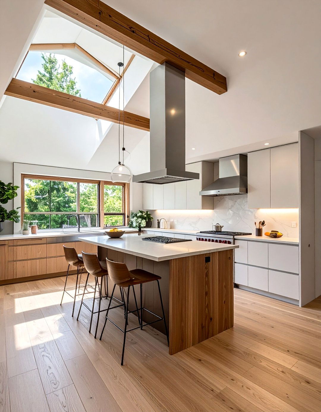 Custom Angled Cabinet Kitchen - 20 Sloped Ceiling Kitchen Ideas to Maximize Space