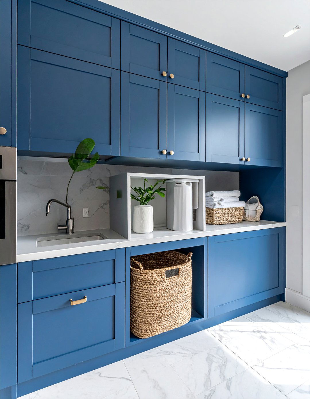Custom Built Hamper and Sorting System - 30 Luxury Modern Laundry Room Ideas for Stylish Homes