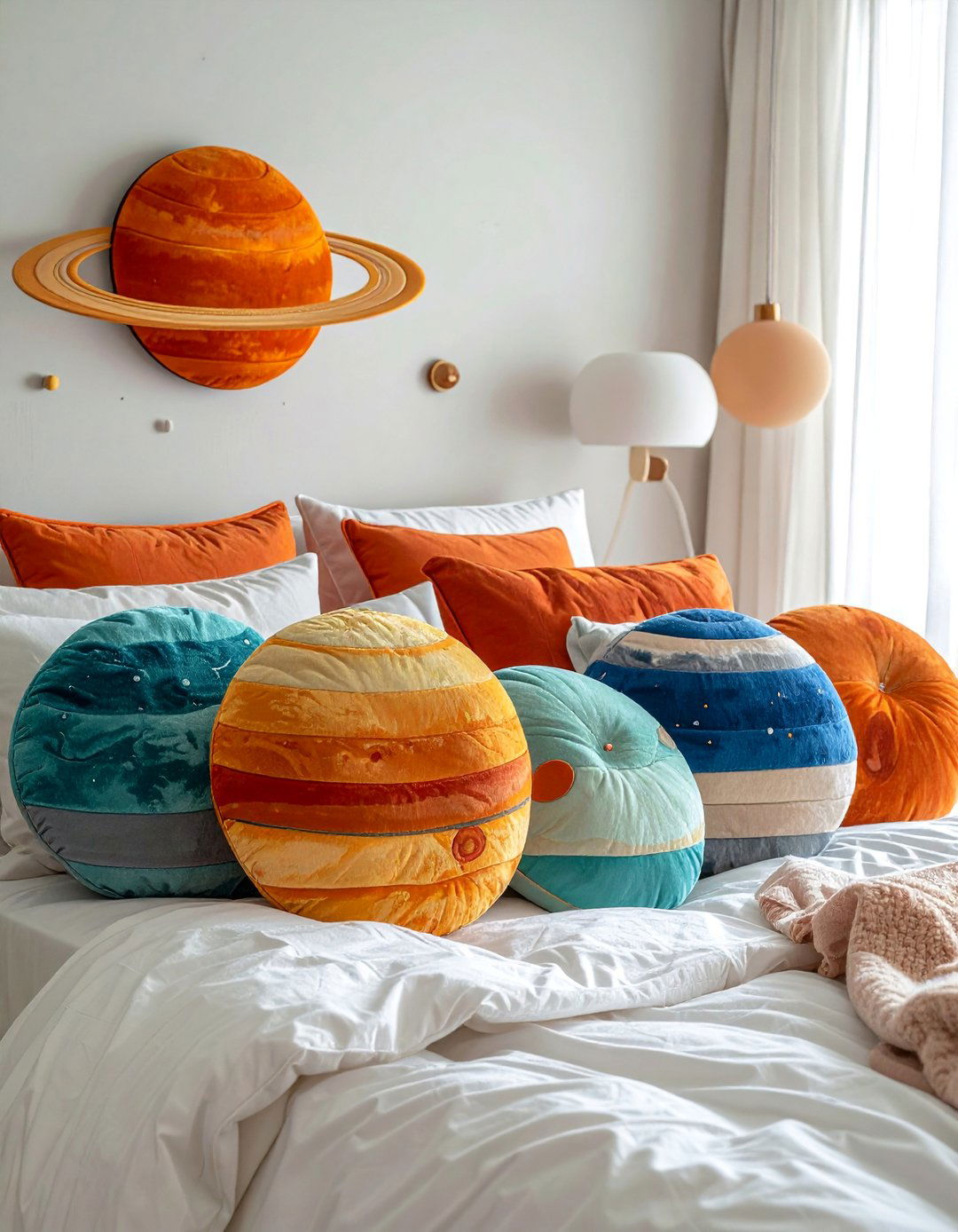 Custom Planet Shaped Throw Pillows - 20 Space-themed Room Ideas for a Cosmic Bedroom
