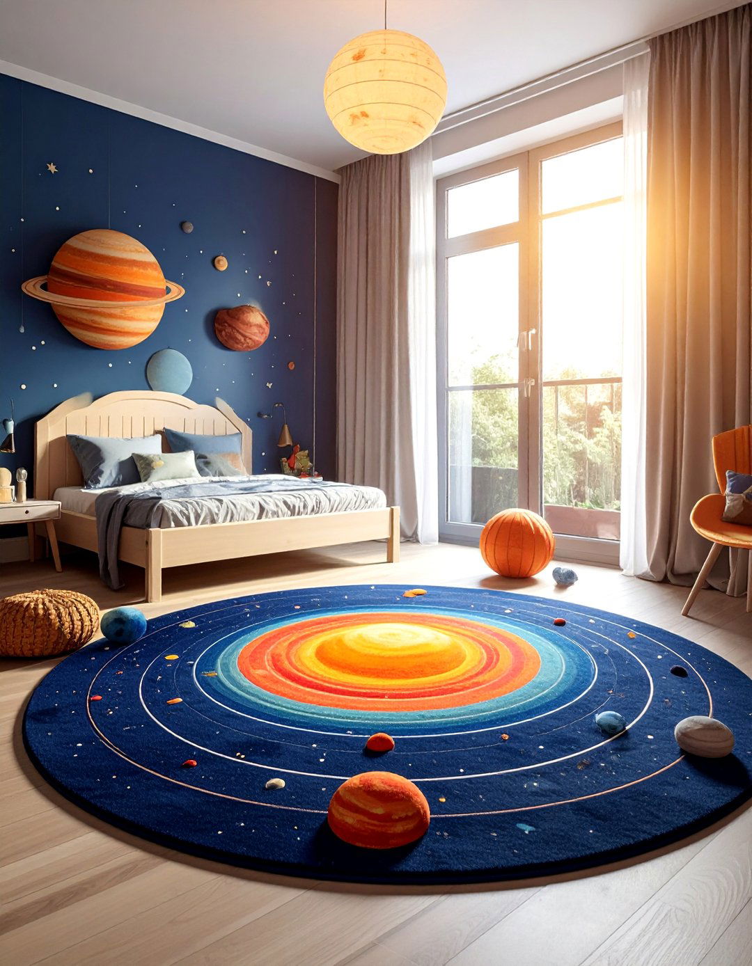 Custom Solar System Area Rug - 20 Galaxy Space-themed Bedroom Ideas for Dreamers