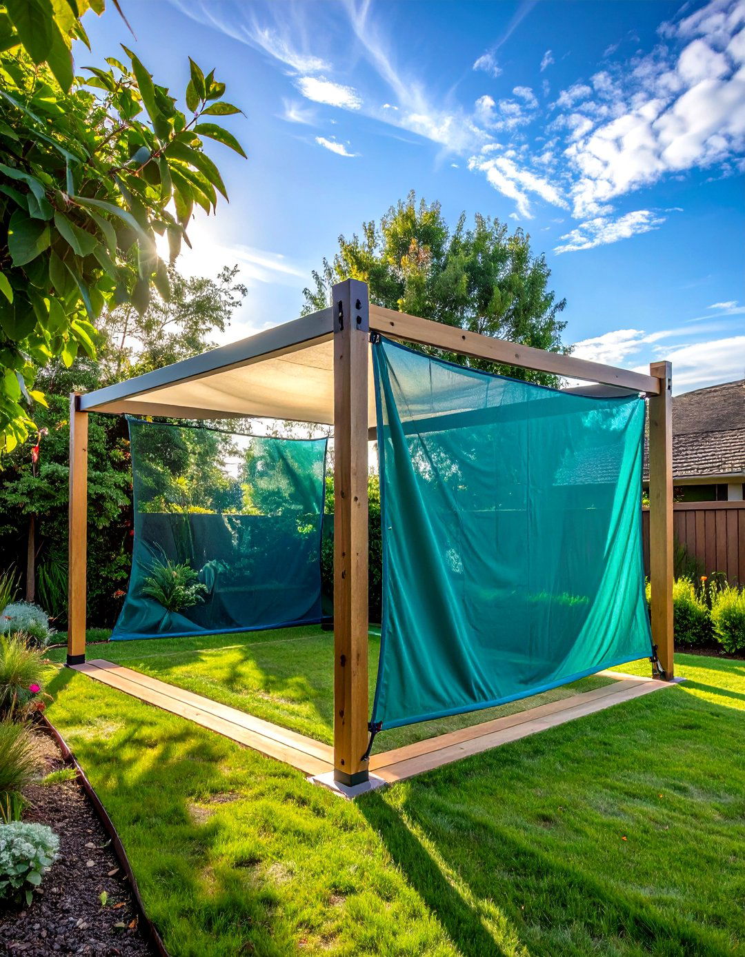 DIY Shade Sail Installation - 20 Garden Shade Ideas for a Cool and Comfortable Outdoor Space