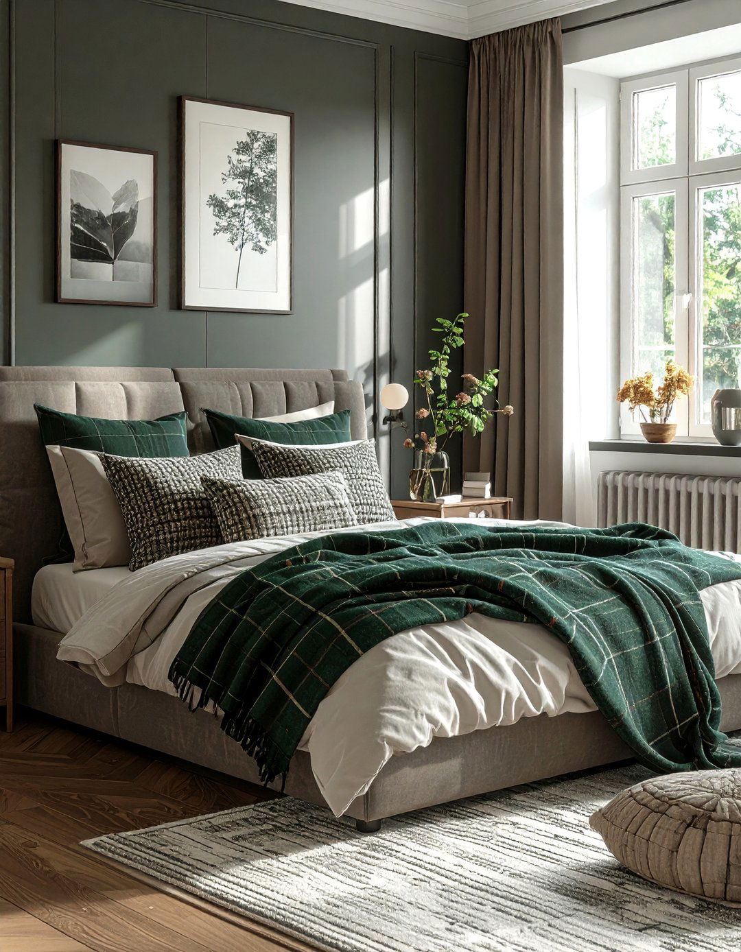 Dark Academia Bedroom Layered with Plaid and Tweed Textiles - 25 Dark Academia Bedroom Ideas for a Moody, Intellectual Look