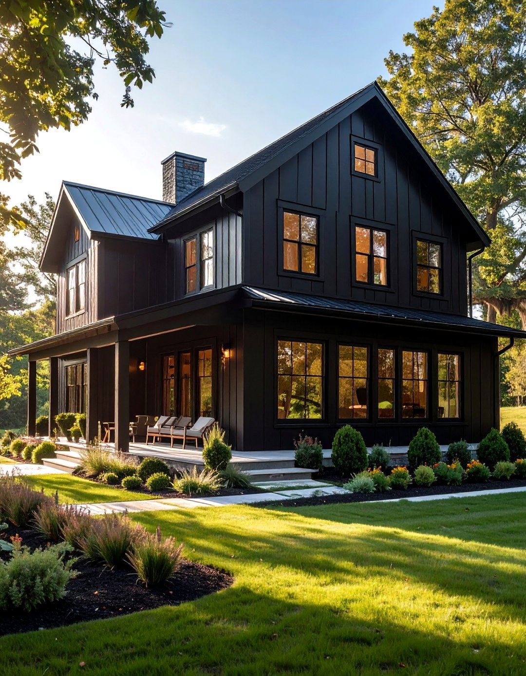 Dark Bronze Window Frames - 40 Black Modern Farmhouse Exterior Design Ideas for a Sleek Look