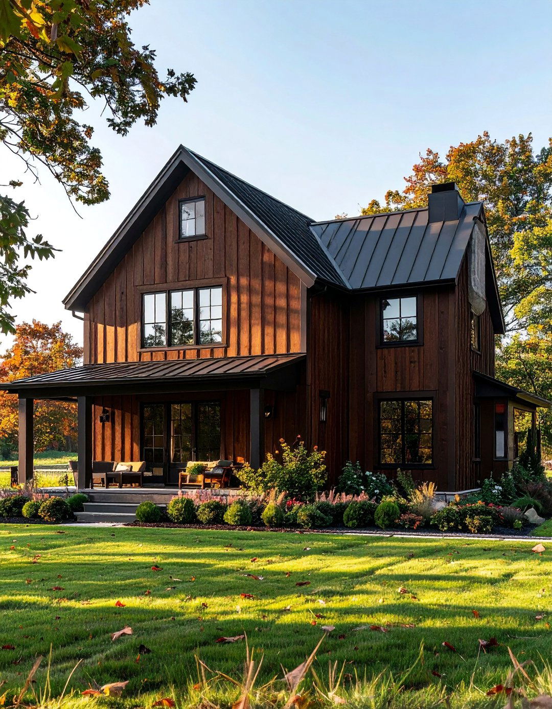 Dark Brown House Exterior featuring Board and Batten Siding - 25 Dark Brown House Exterior Ideas for Timeless Appeal