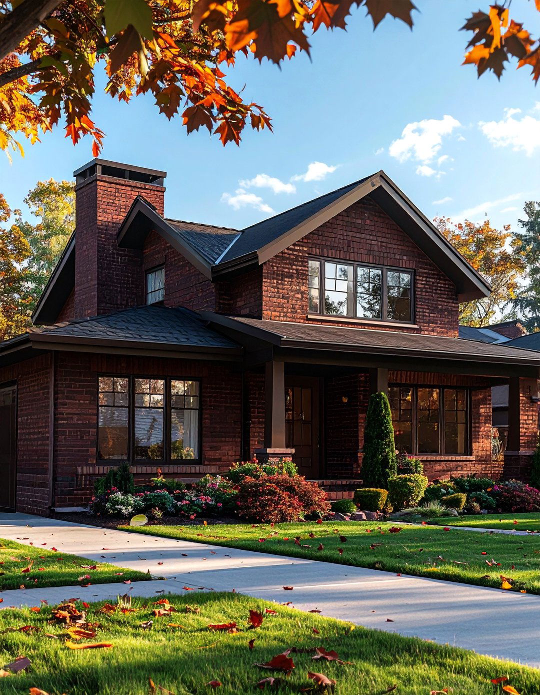 Dark Brown House Exterior using Painted Brick - 25 Dark Brown House Exterior Ideas for Timeless Appeal