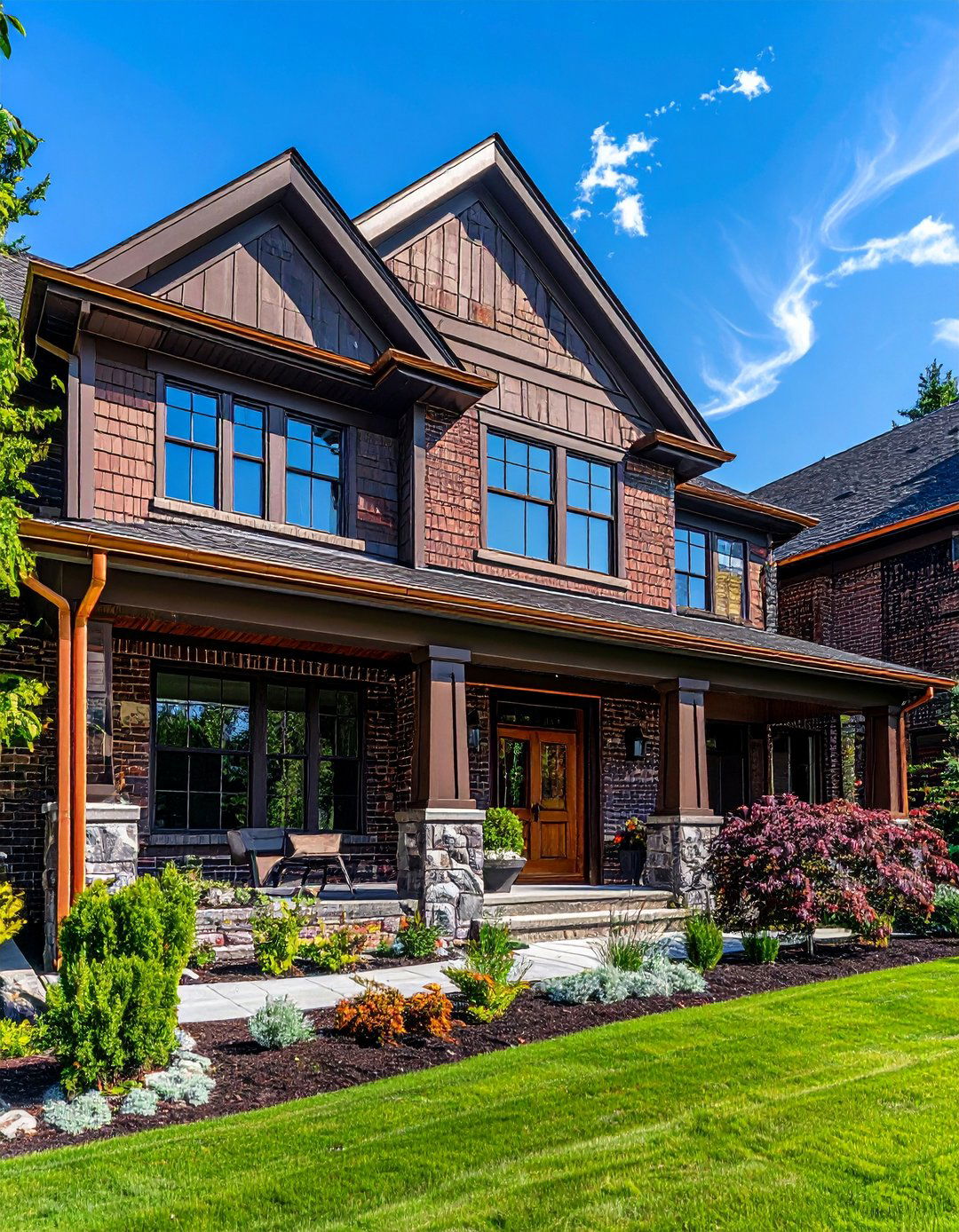 Dark Brown House Exterior with Copper Gutters - 25 Dark Brown House Exterior Ideas for Timeless Appeal