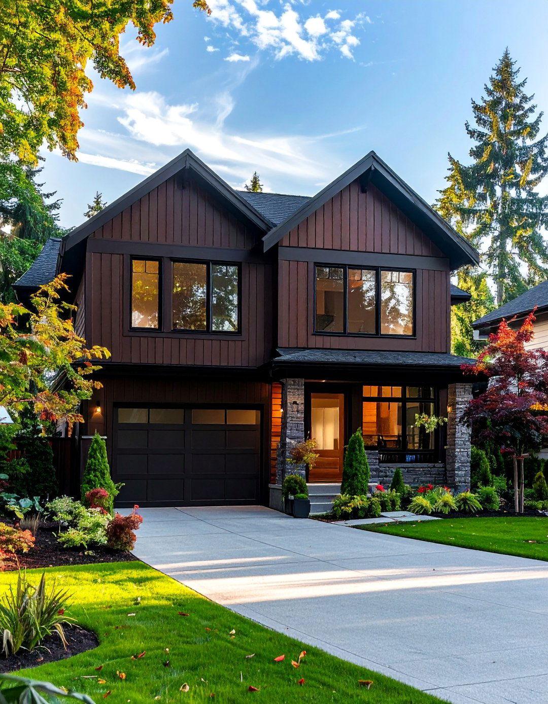 Dark Brown House Exterior with Vertical Siding - 25 Dark Brown House Exterior Ideas for Timeless Appeal