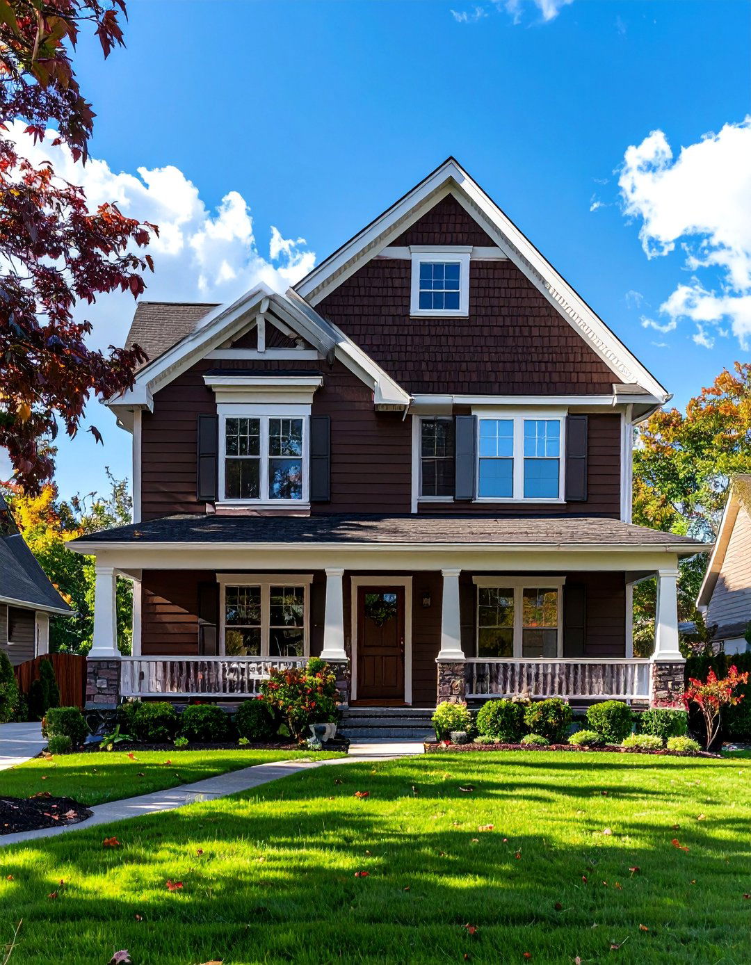 Dark Brown House Exterior with White Trim - 25 Dark Brown House Exterior Ideas for Timeless Appeal