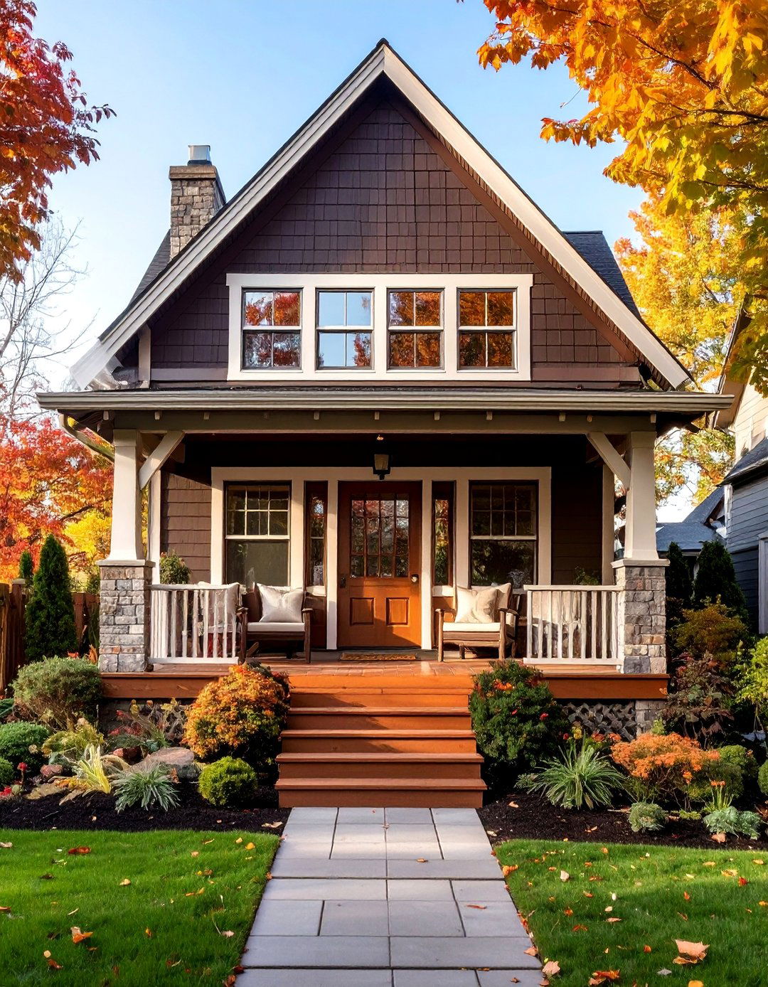 Dark Brown House Exterior with a Covered Porch - 25 Dark Brown House Exterior Ideas for Timeless Appeal