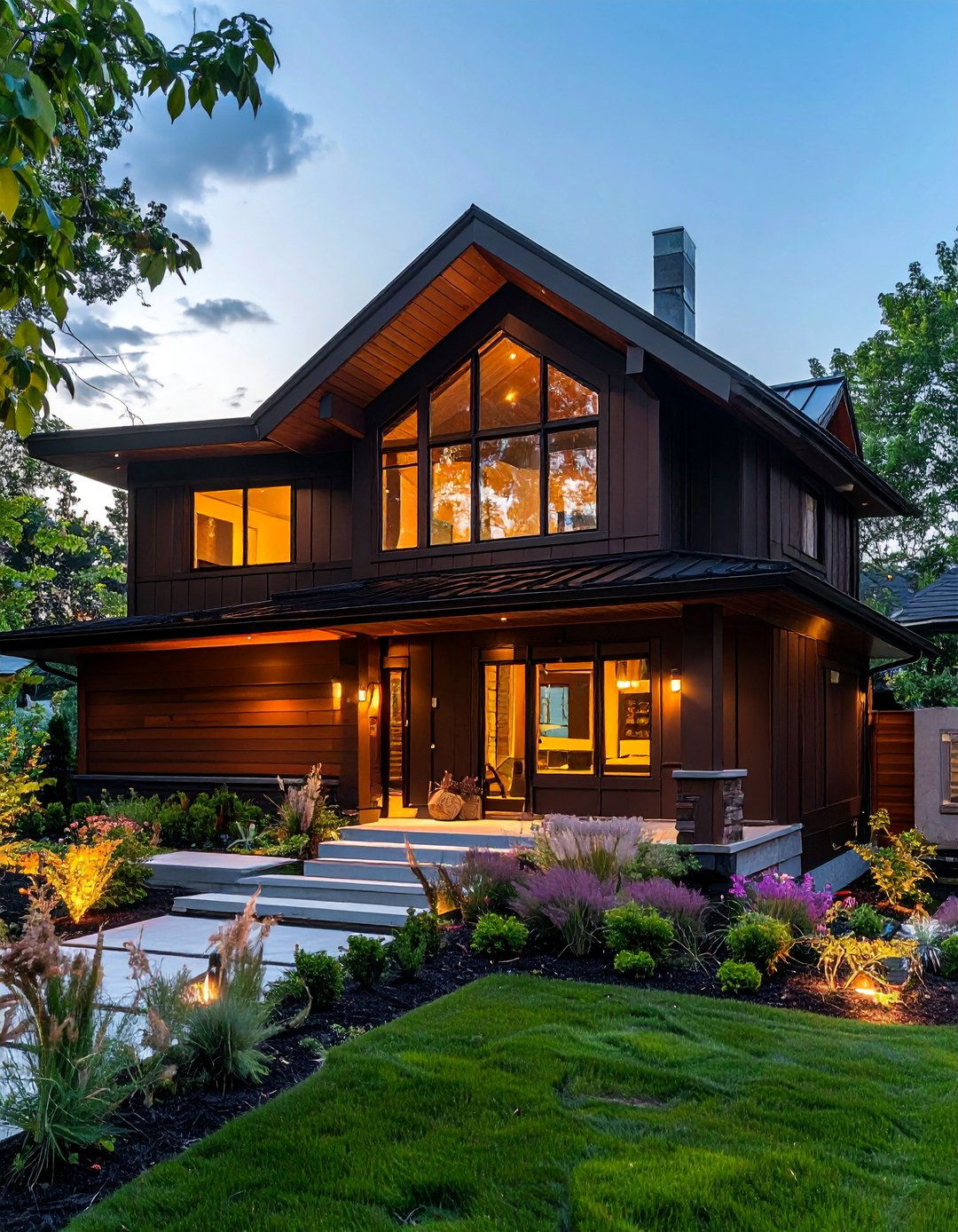 Dark Brown House Exterior with a Metal Roof - 25 Dark Brown House Exterior Ideas for Timeless Appeal