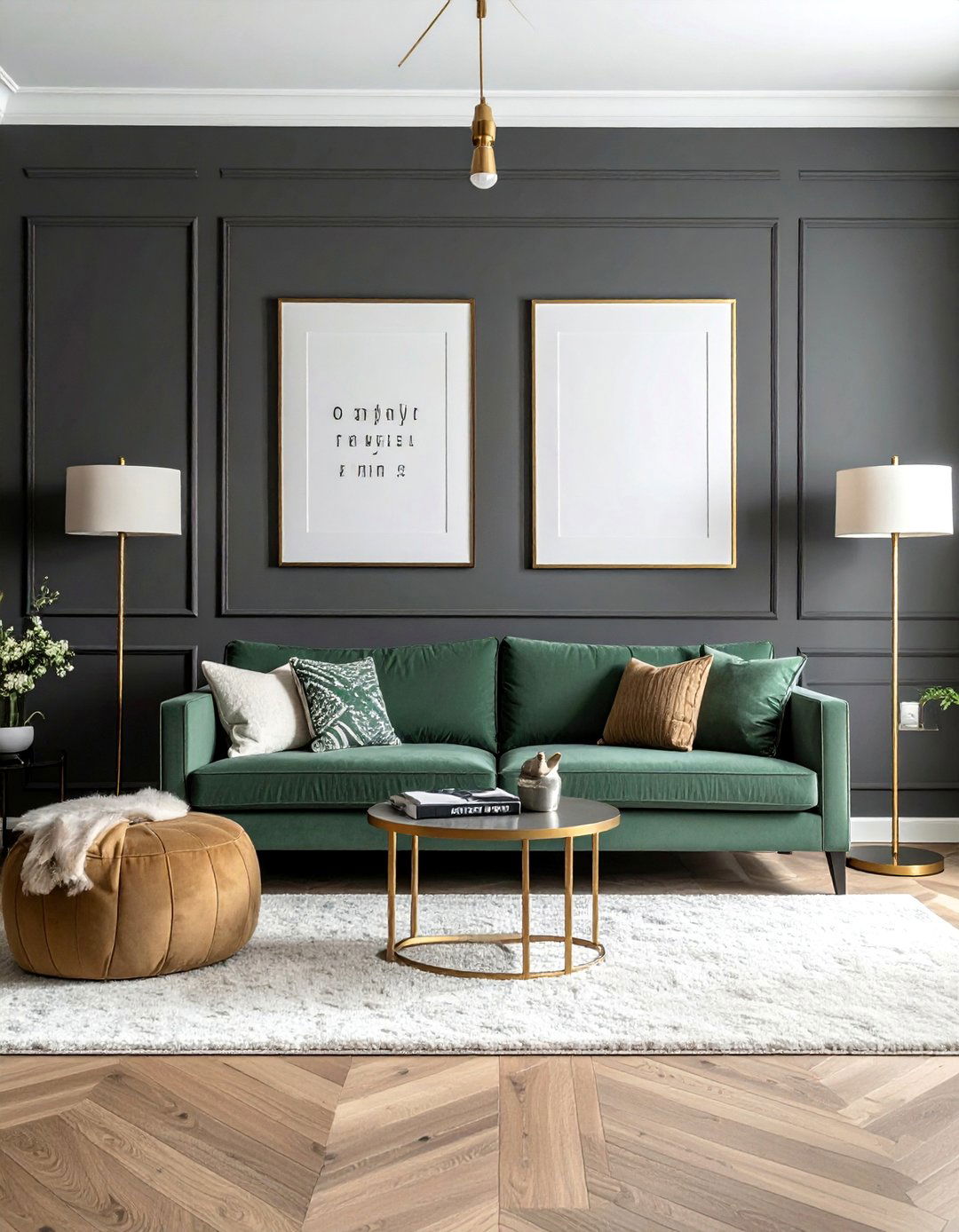 Dark Charcoal Grey and Deep Sage Combination - 20 Grey and Sage Green Living Room Ideas