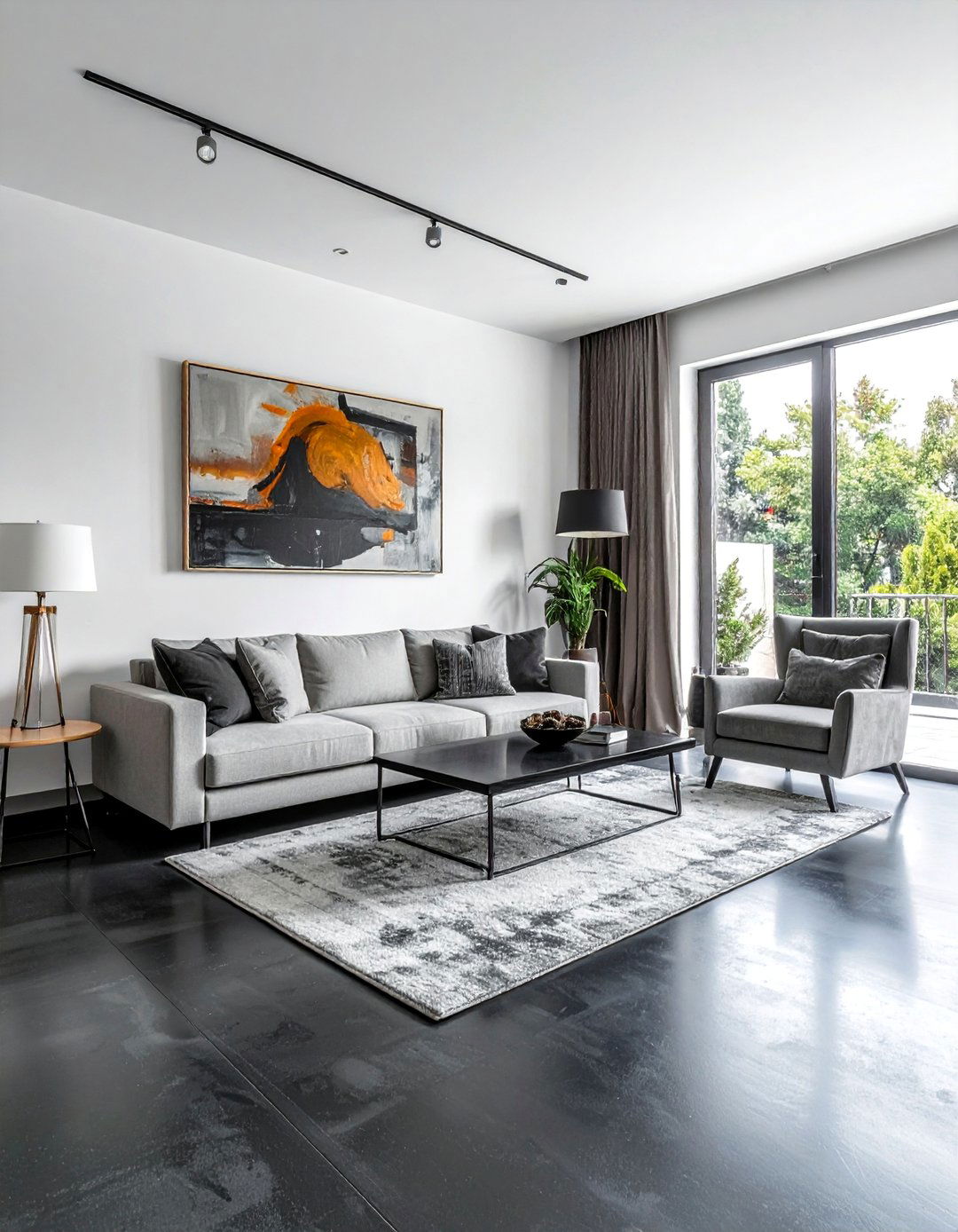 Dark Charcoal Stained Concrete Floors - 25 Stained Concrete Floors for Modern Interiors