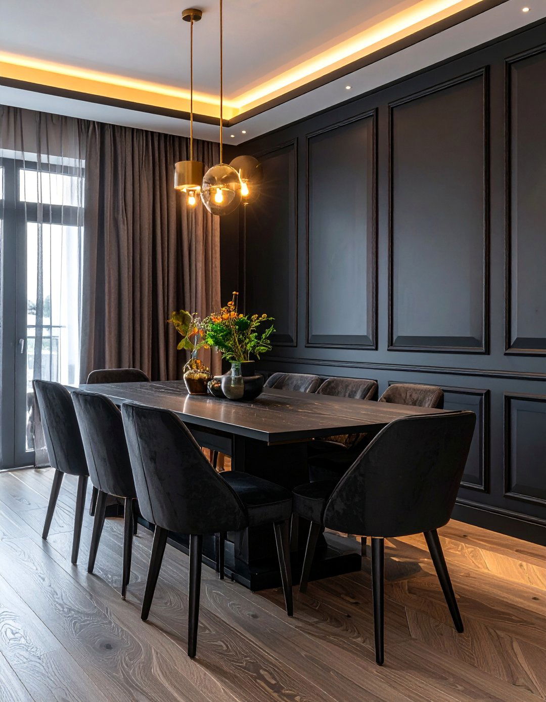 Dark Dramatic Paneling - 25 Dining Room Wall Paneling Ideas to Elevate Your Space