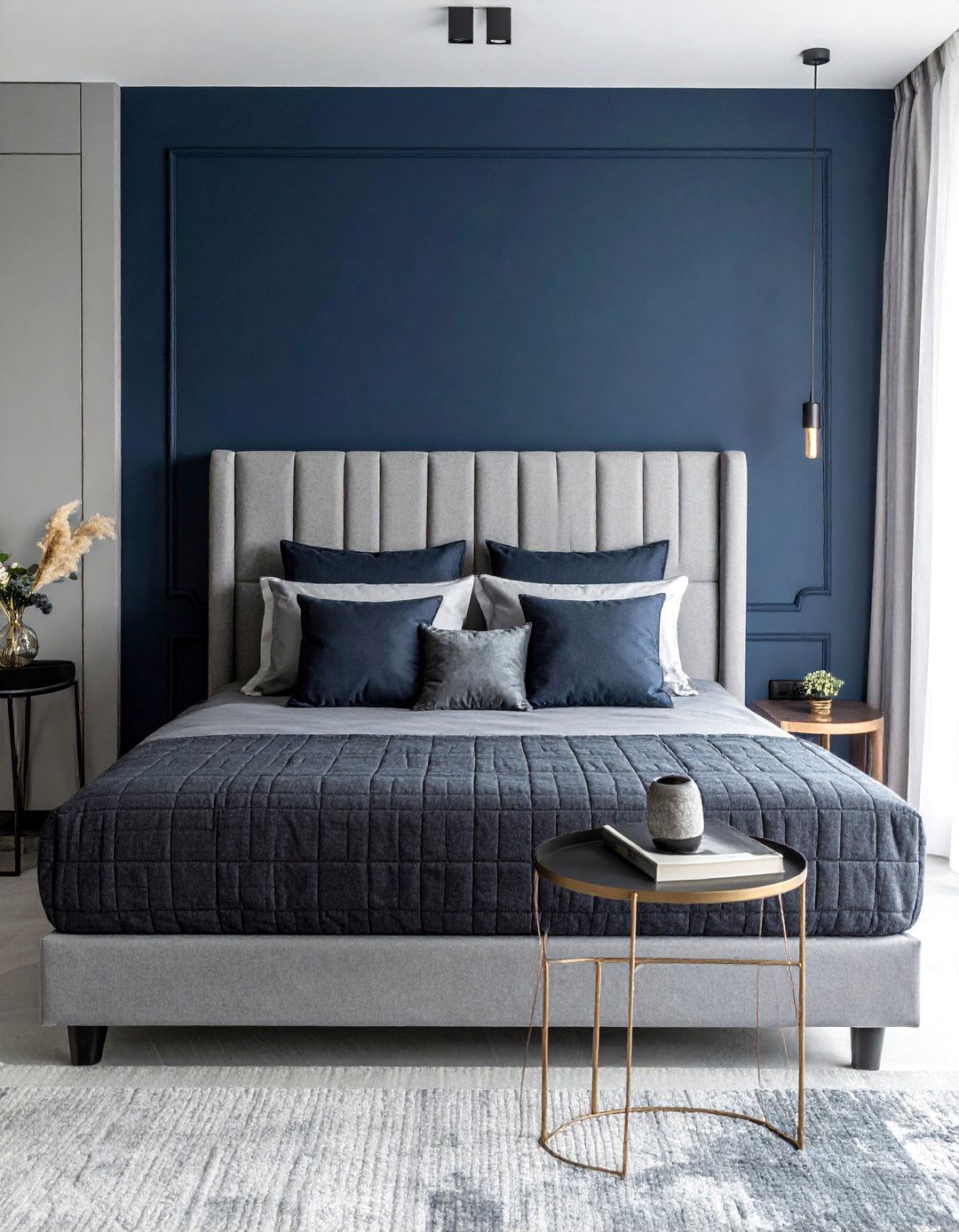 Dark Gray Upholstered Bed - 25 Dark Bedroom Ideas for a Cozy and Moody Retreat