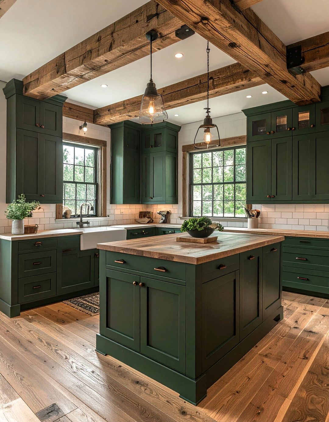 Dark Green Farmhouse Kitchen Style - 40 Dark Green Kitchen Ideas for a Bold and Stylish Look