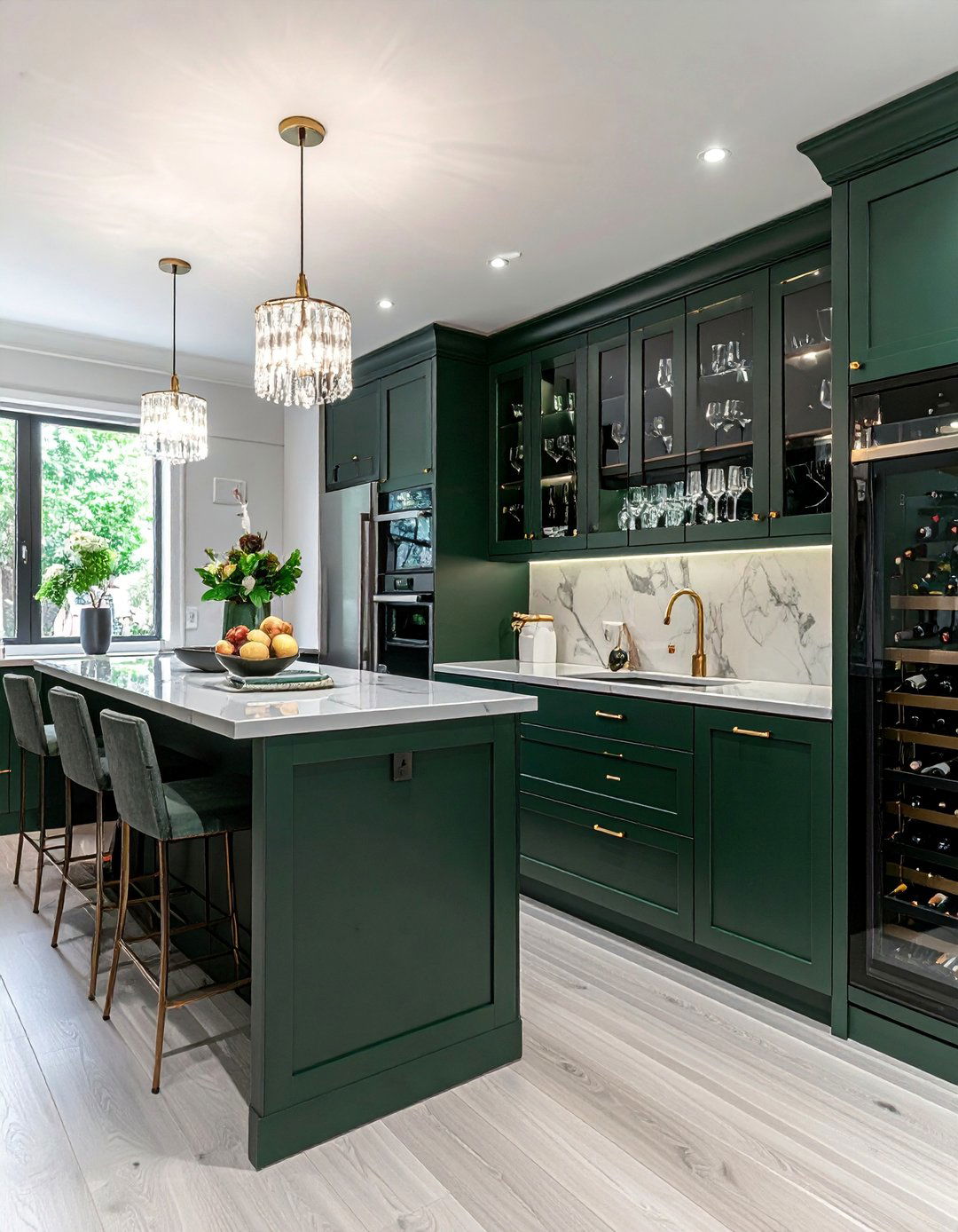 Dark Green Kitchen with a Classic Butlers Pantry - 40 Dark Green Kitchen Ideas for a Bold and Stylish Look