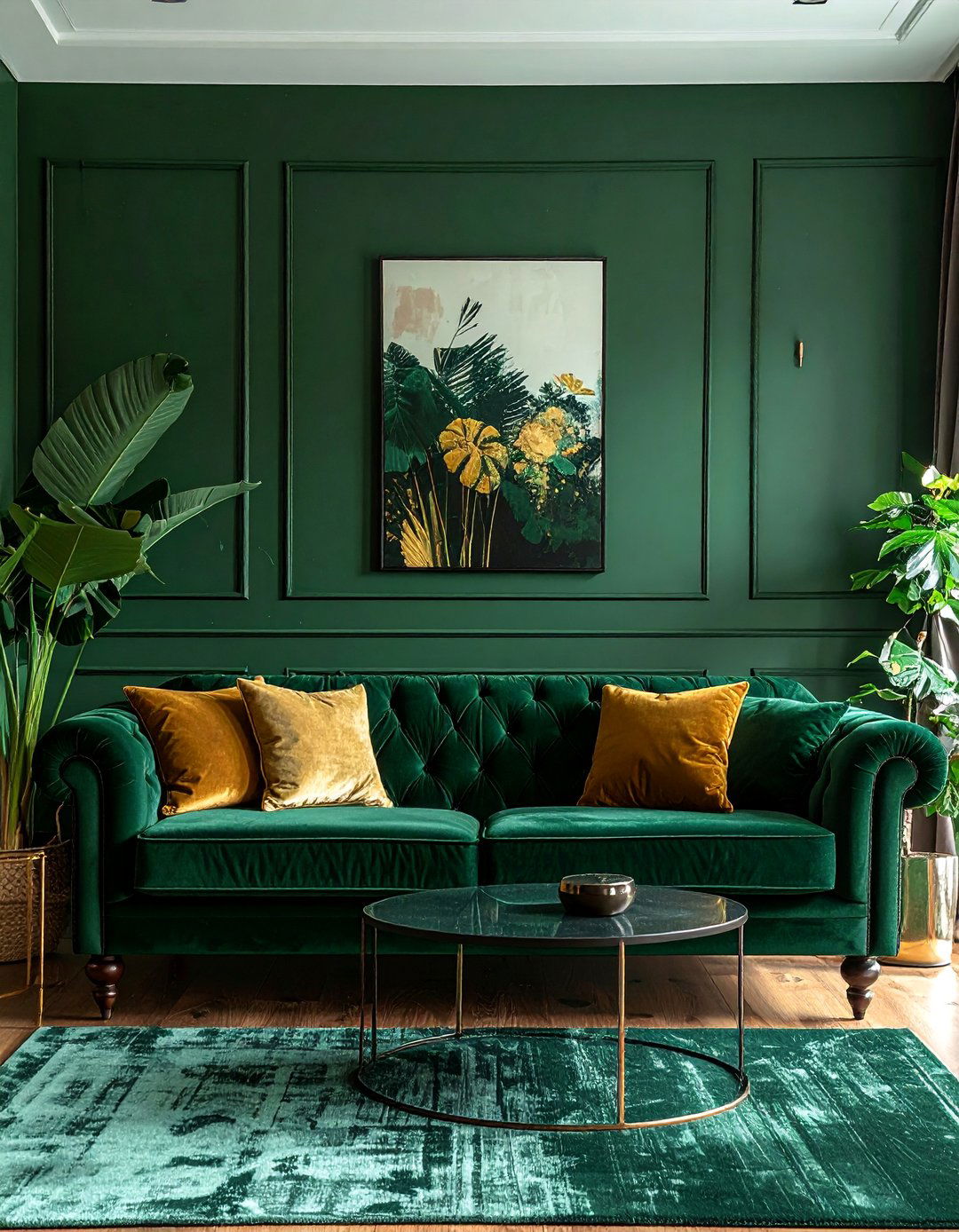 Dark Green Monochromatic Living Room - 25 Monochromatic Living Room Ideas for a Cohesive Look