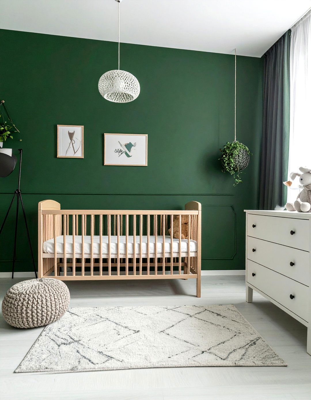 Dark Green Nursery in a Minimalist Style - 25 Dark Green Nursery Ideas for a Calming Space