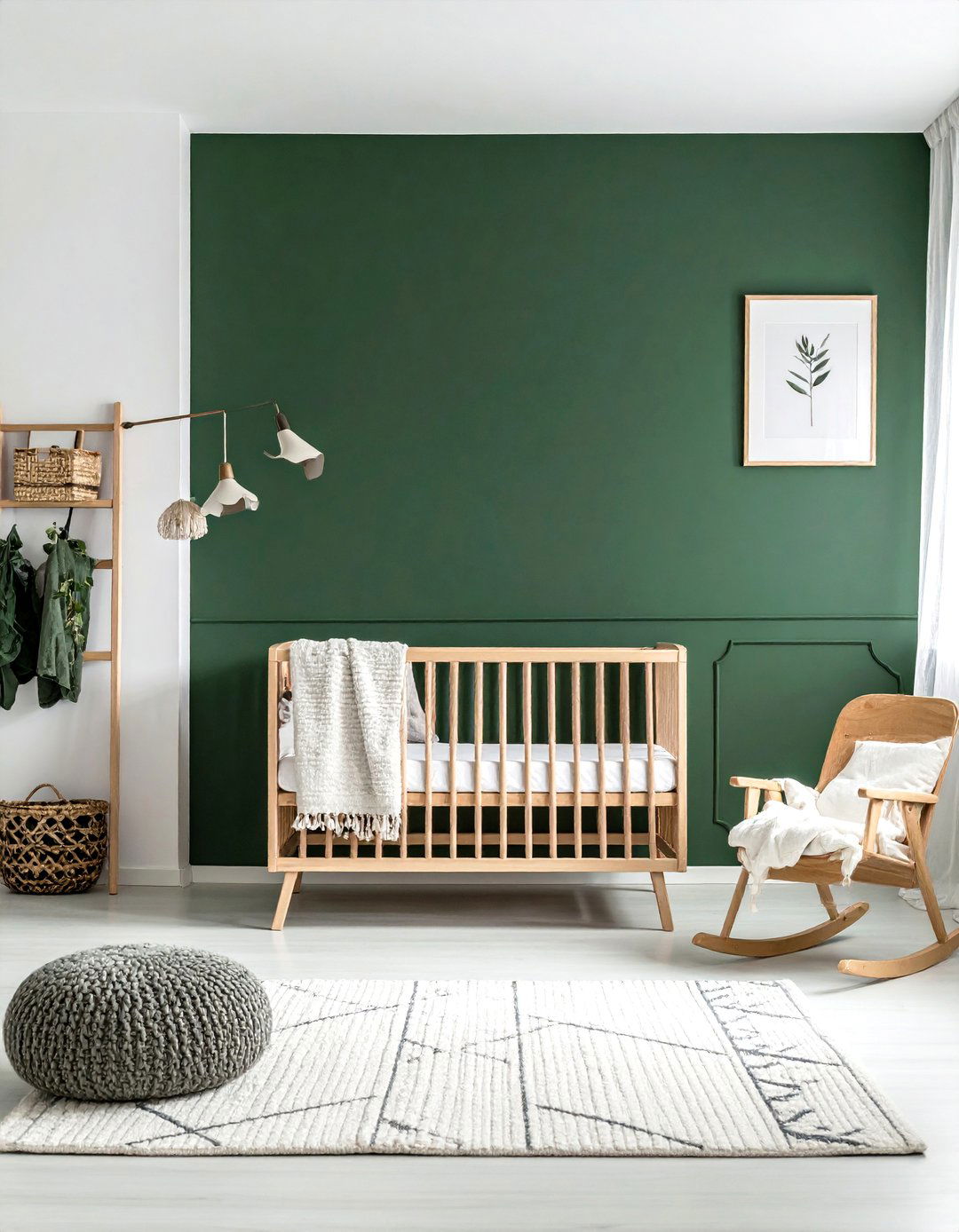 Dark Green Nursery in a Scandinavian Style - 25 Dark Green Nursery Ideas for a Calming Space