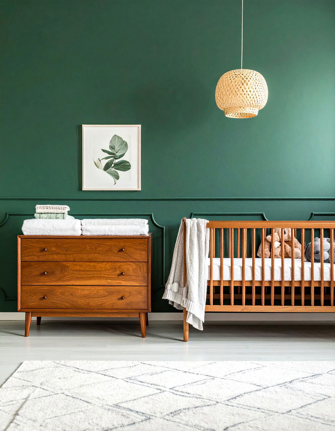 Dark Green Nursery with Vintage Furniture Pieces - 25 Dark Green Nursery Ideas for a Calming Space