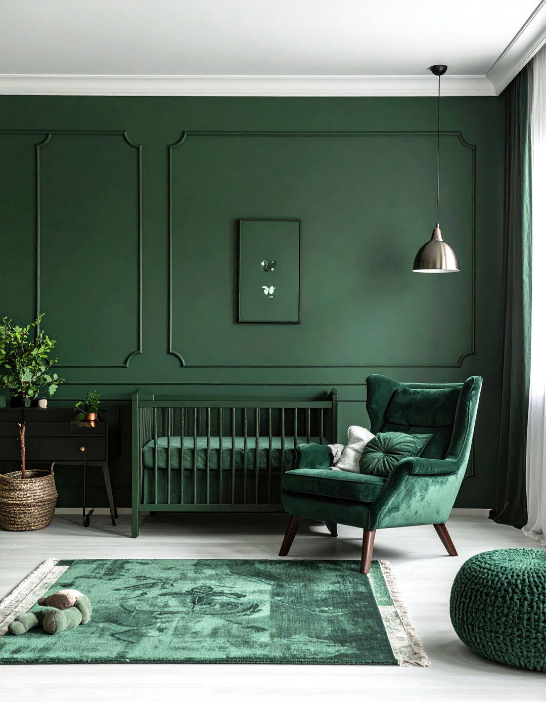 Dark Green Nursery with a Monochromatic Color Scheme - 25 Dark Green Nursery Ideas for a Calming Space