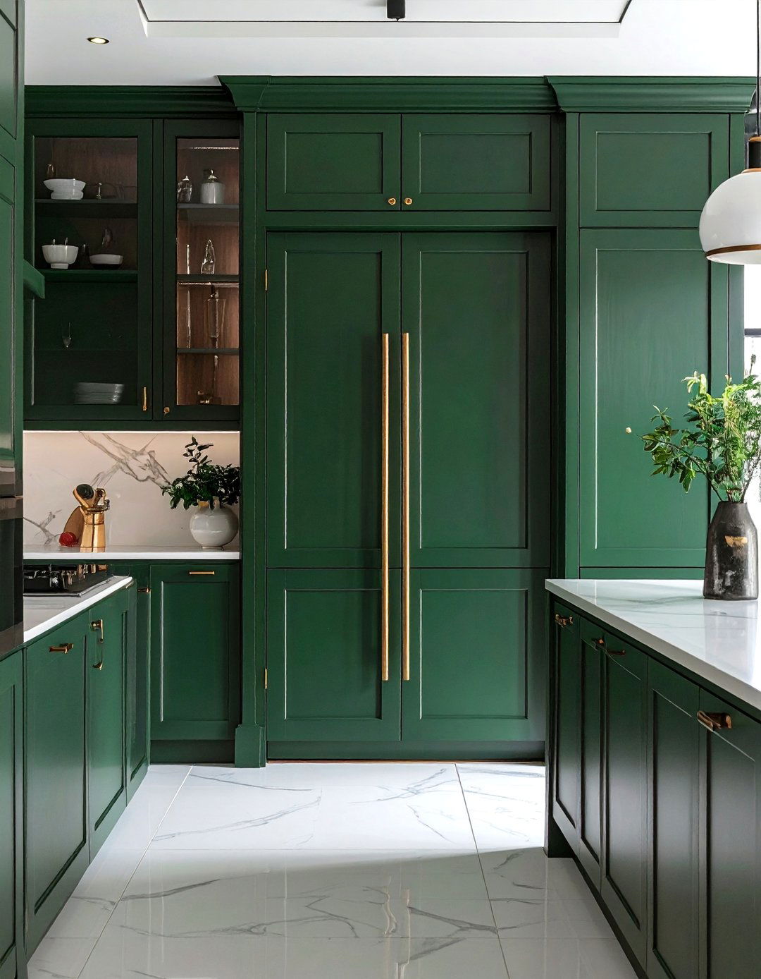 Dark Green Pantry Doors for a Pop of Color - 40 Dark Green Kitchen Ideas for a Bold and Stylish Look