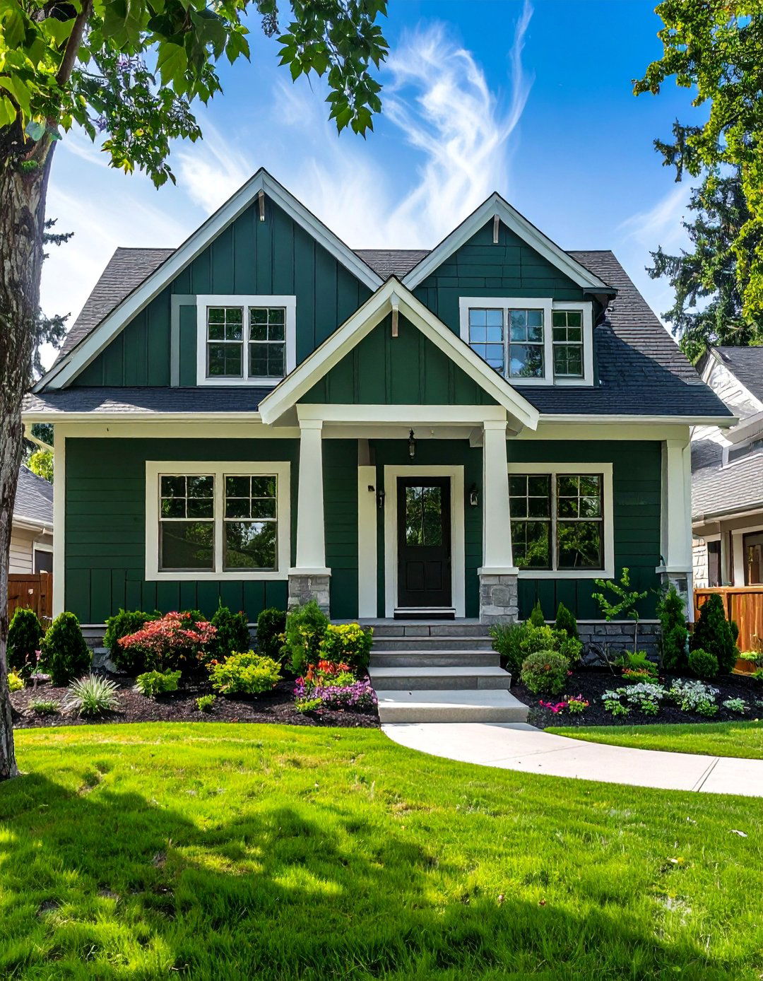 Dark Green Vertical Siding for Height - 40 Dark Green Exterior Paint Color Schemes for Bold Homes