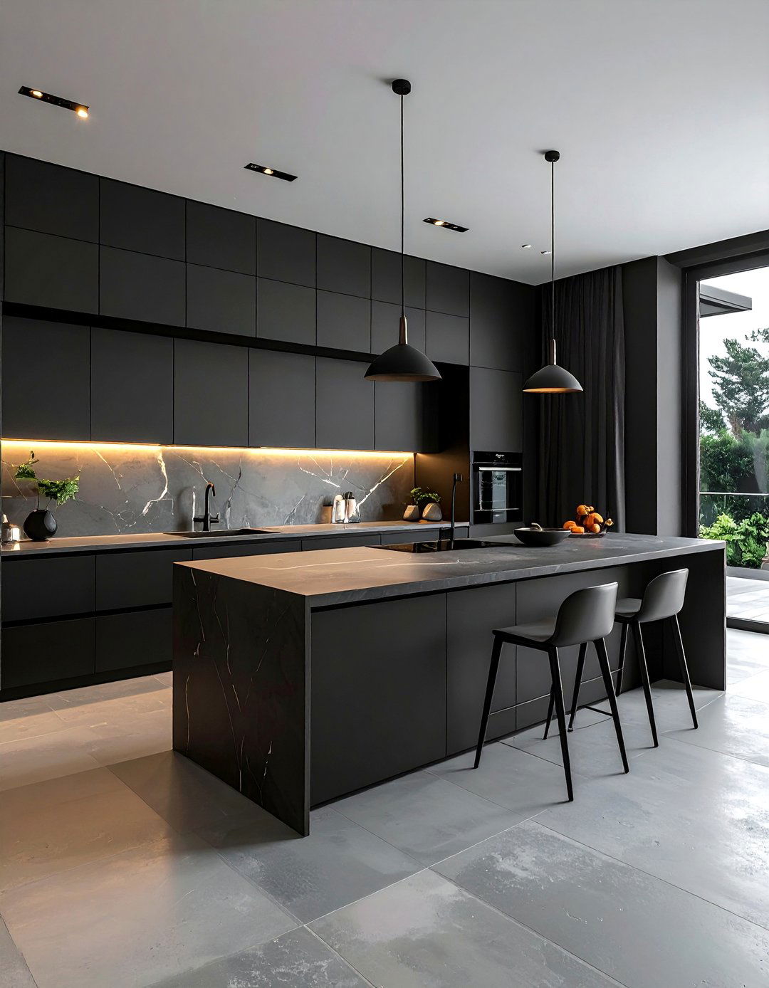 Dark Kitchen with Floor to Ceiling Cabinetry - 25 Dark Kitchen Ideas for a Sophisticated Look