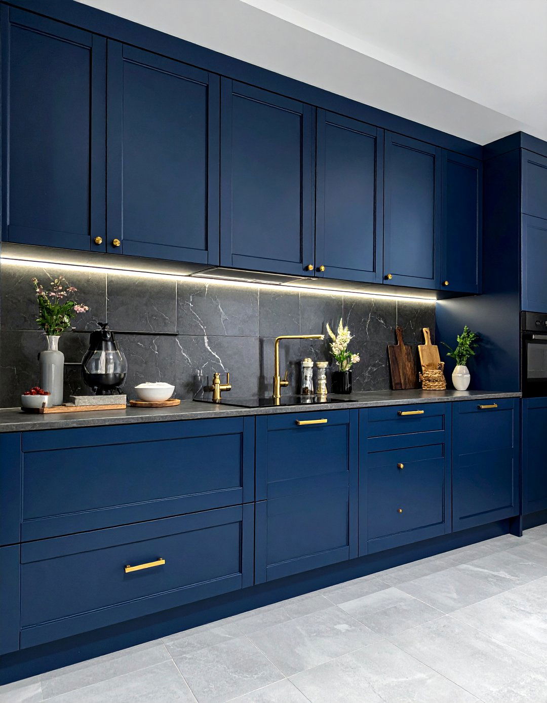 Dark Kitchen with Gold Hardware Accents - 25 Dark Kitchen Ideas for a Sophisticated Look